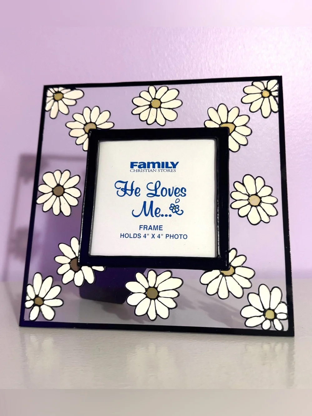 New Vintage Y2K Glass Picture Frame w/ Daisies 2000’s Family Christian Stores